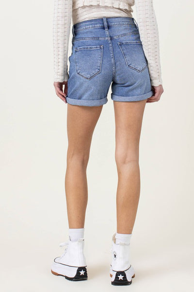 Pin Tuck Denim Shorts