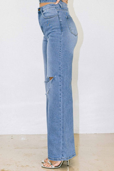 Casually Slit Wide Fit Jeans