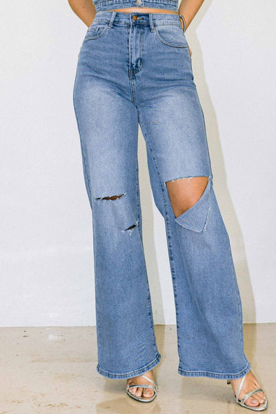 Casually Slit Wide Fit Jeans