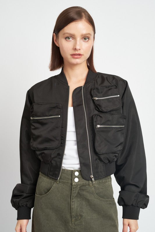 Cropped Bomber Jacket