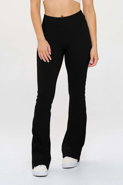 High Rise Ribbed Knit Flare Leggings