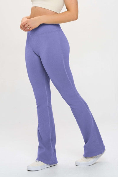 High Rise Ribbed Knit Flare Leggings