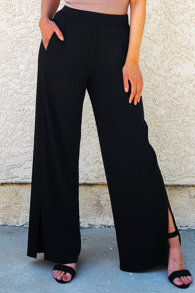 Classic Slit Wide Leg Pants