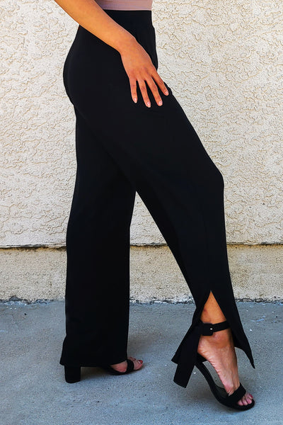 Classic Slit Wide Leg Pants