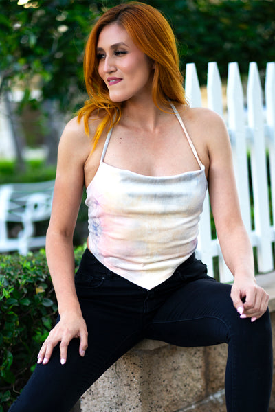 Tie Dye Love Velvet Halter Top