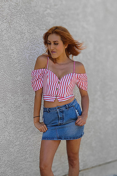 Stripe Sweetheart Crop Top