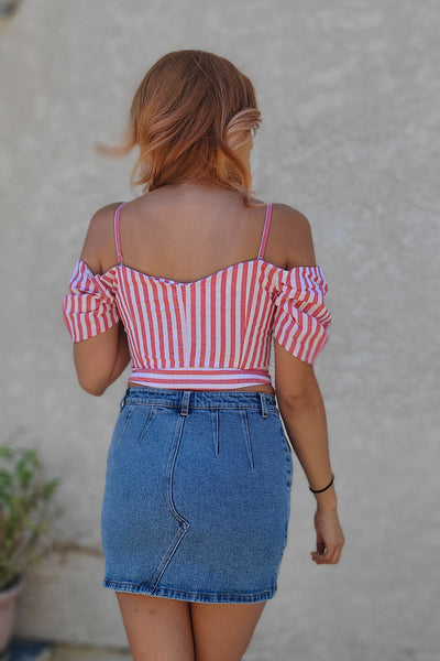 Stripe Sweetheart Crop Top